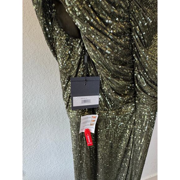 Mac Duggal || Sequined Ruched One Shoulder Gown Maxi Dress - Picture 9 of 9